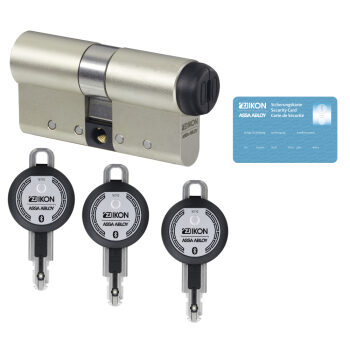 CLIQ Go Starterset B2: Bluetooth-Schlüssel und Doppelzylinder mit Staub- und Regenschutzkappe (55/55)